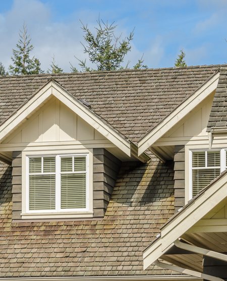Shingle roof detail on a Highlands Ranch home